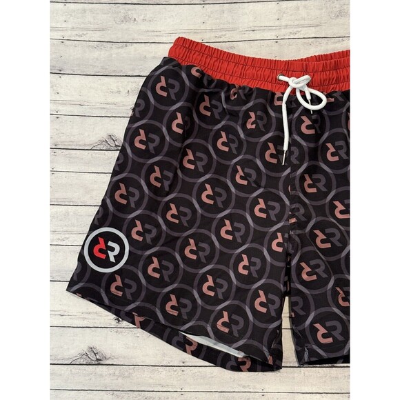 SLUNKS Mens Volleyball Lined Shorts Sz M Red Rock Logo Pattern Beach Gym Workout - Picture 2 of 16